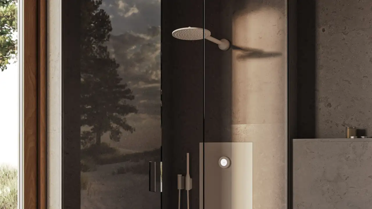 Chuveiro infinito orbital de ciclo fechado para economia de água.