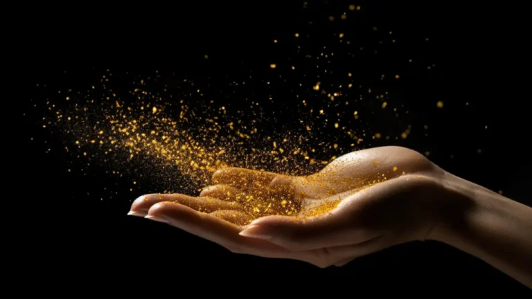 Ouro puro recuperado através da reciclagem de lixo eletrônico sustentável.