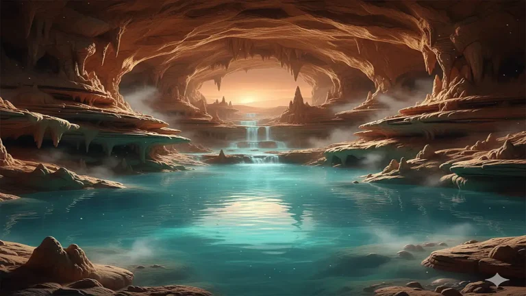 Representação artística de reservatórios subterrâneos de água líquida sob a superfície de Marte.