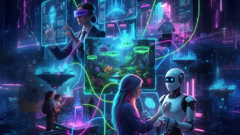 Representação de diversas profissões do futuro impulsionadas pela tecnologia em 2026.