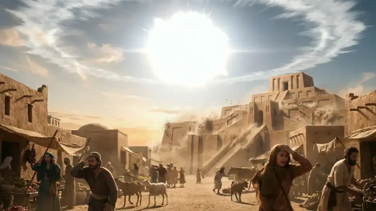 Ilustração representativa de pessoas em desespero em Sodoma e Gomorra