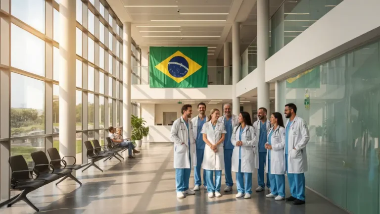 Médicos do SUS celebrando a conquista da saúde pública brasileira
