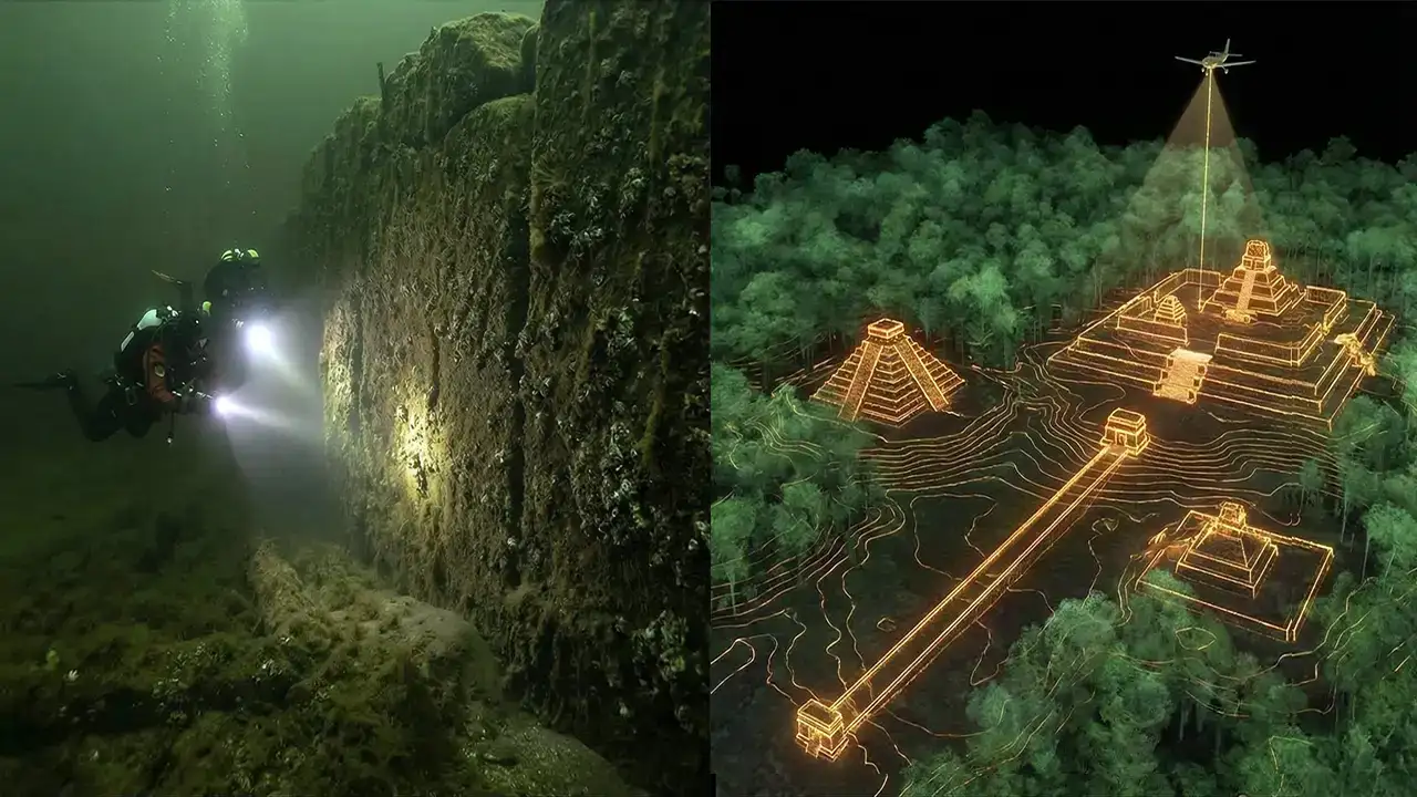 Reconstrução 3D da Blinkerwall, uma muralha de caça da Idade da Pedra descoberta no fundo do Mar Báltico em 2025