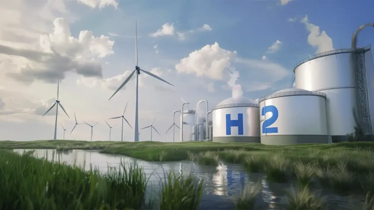 Usina de produção de Hidrogênio Verde utilizando energia solar e eólica.